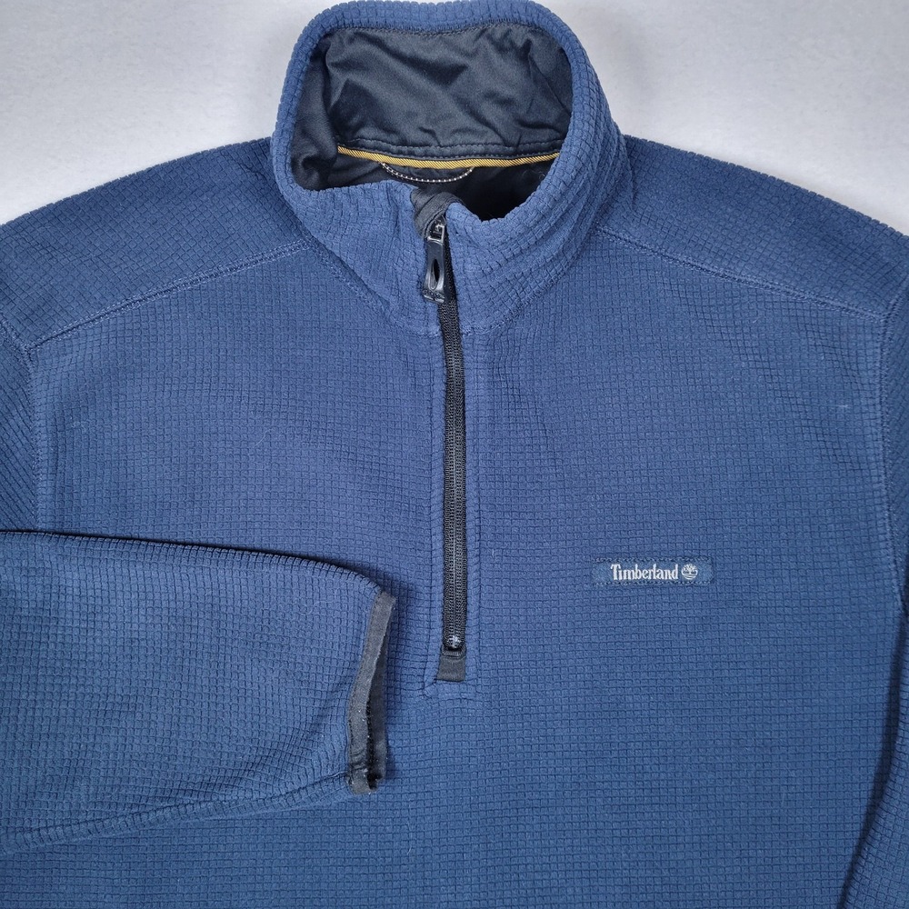 Timberland Men's Navy Blue Long Sleeve 1/4 Zip Pullover Waffle Knit, Size M